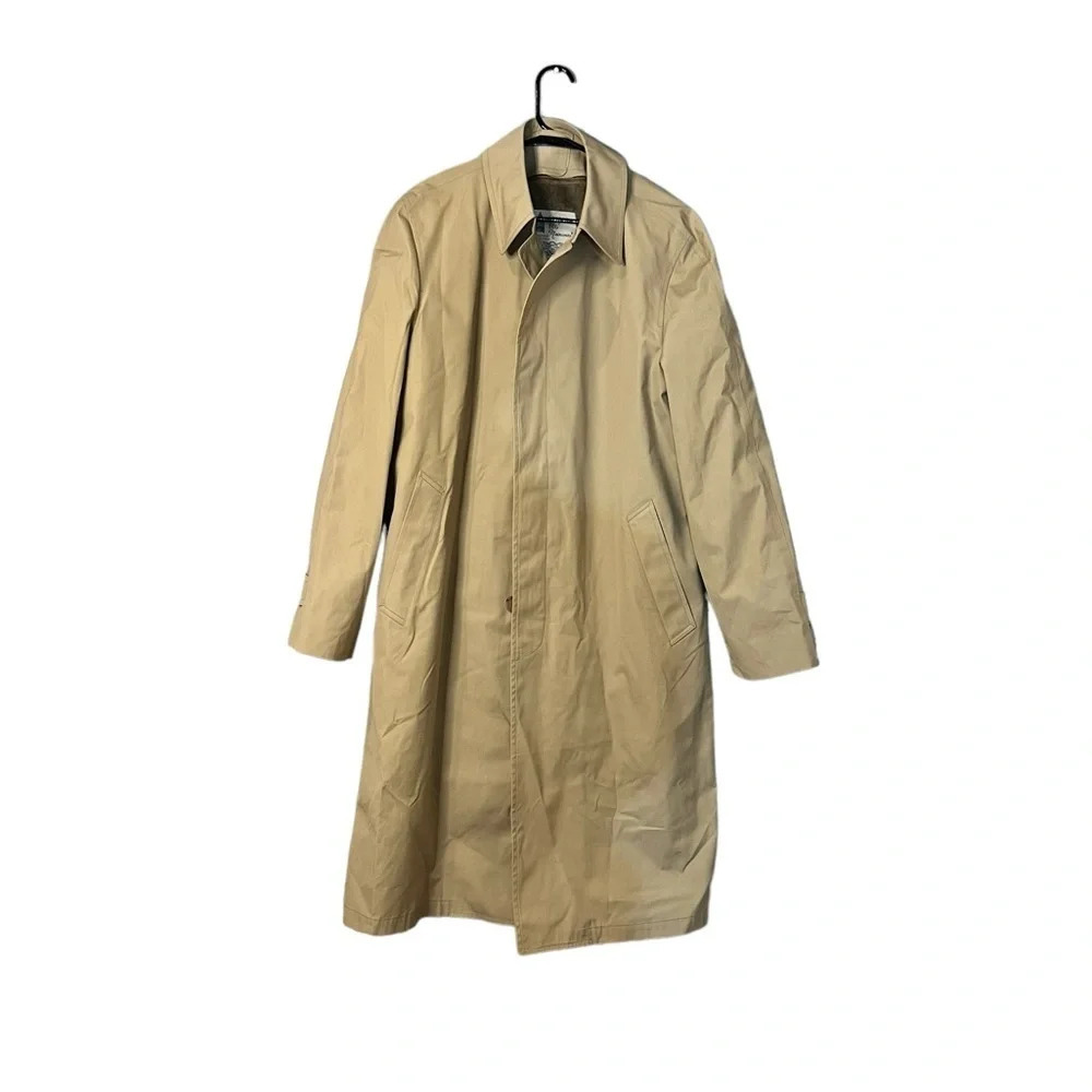 Vintage London Fog Men's Beige Fur lined Trench Coat Size 42 Big & Tall